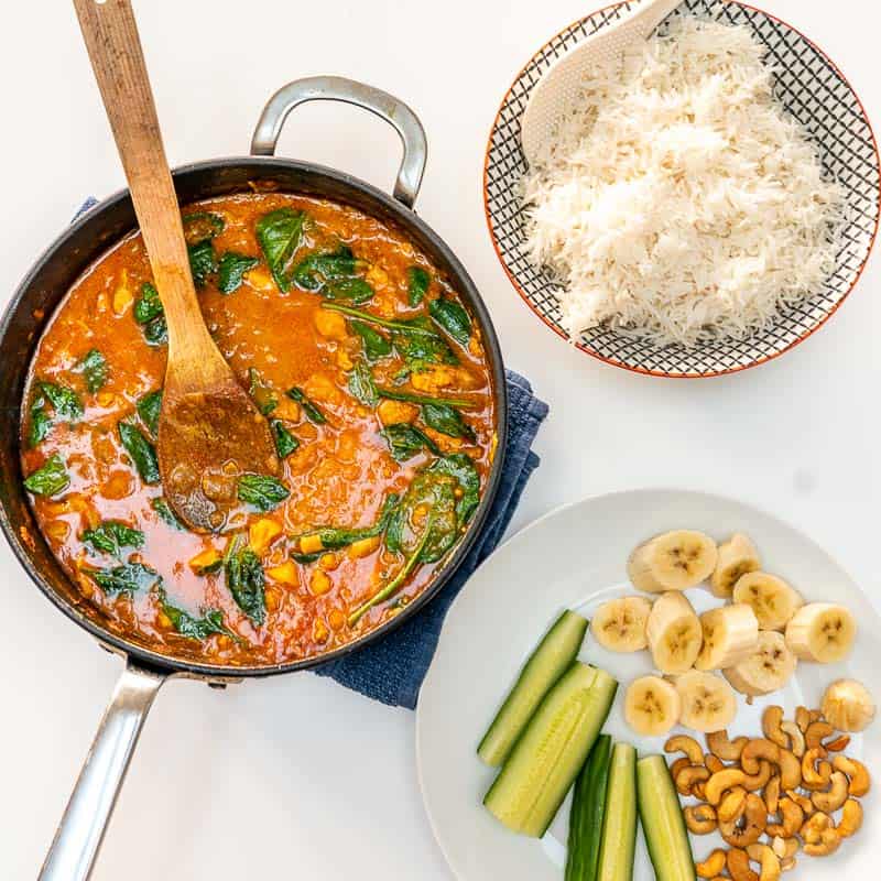 Family friendly veggie loaded chicken curry